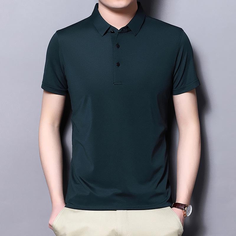 Hochelastisches Nahtloses Herren-Poloshirt aus Eisseide - Schnelltrocknend, Sommer, Kurzärmlig, Bügelfrei, Neuer Stil