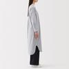MUJI Women's Washed Broad Stand Collar Long Sleeve Dress, Dark Navy Stripe, Size L, BC2LUA5S