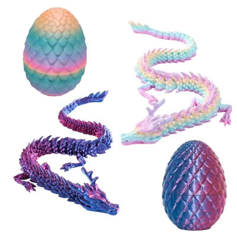 1 Set 3D Printed Dragon Egg Set - Ornamental Joint Activity Toy for Stress Relief Flexible Swinging Model Toy Gift