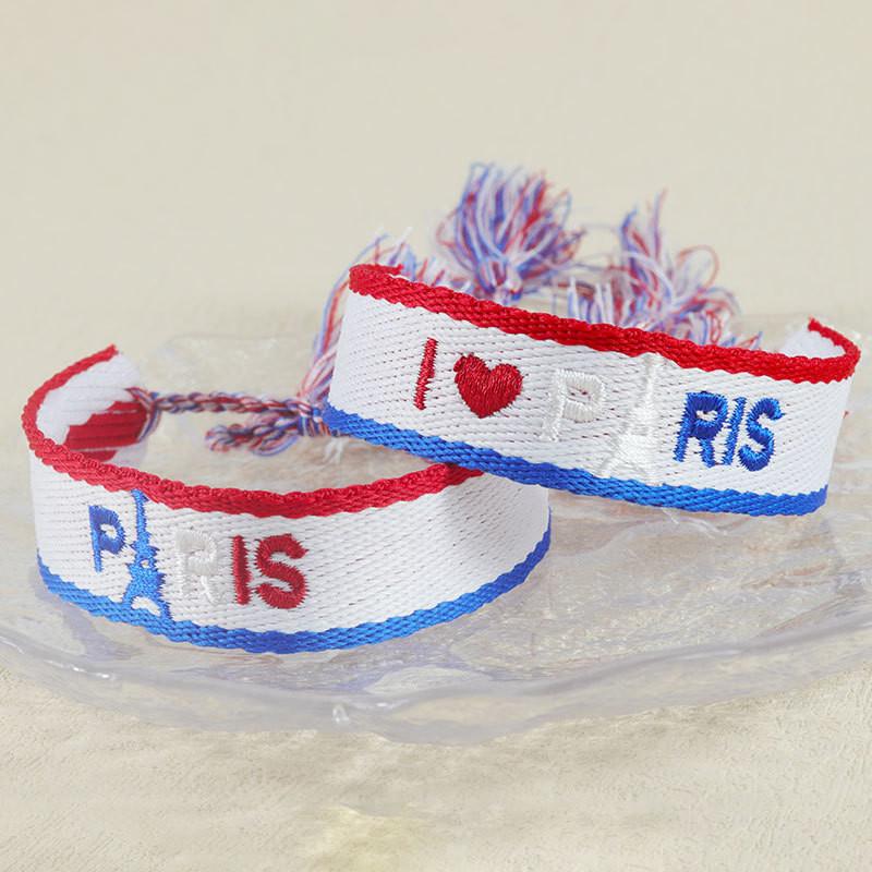 Sports Meeting Paris Couple Webbing Bracelet Embroidery Multicolour Pattern