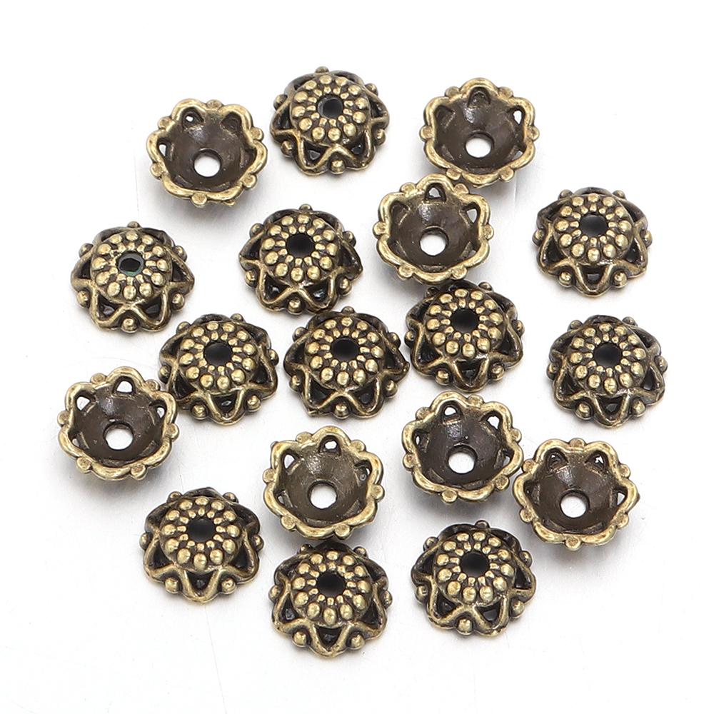 100pcs/lot Vintage Flower Bead End Caps Bead Caps Spacer Beads For Jewelry Making DIY Necklace Bracelet Earrings Accessories