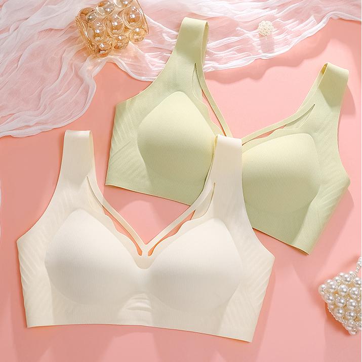 Thin Bra Without Steel Ring Women's Seamless Bra Vest Style Plus Size Bra Double Breasted Anti Sagging Bra