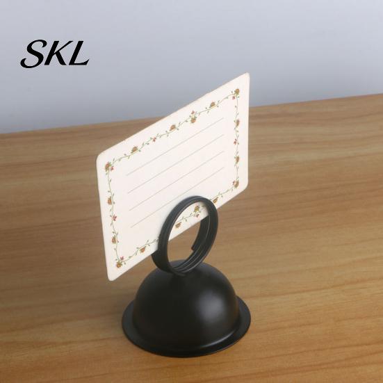 Solid Wood Table Accessory Number Holder, Metal Place Card Foodservice Split-Ring Style Weighted Holder Menu Stand for Photos, Memo, Notes,