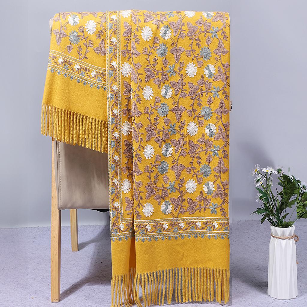 Ethnic style embroidered new autumn and winter knitted faux cashmere scarf for women, thickened paisley embroidered shawl from Lijiang