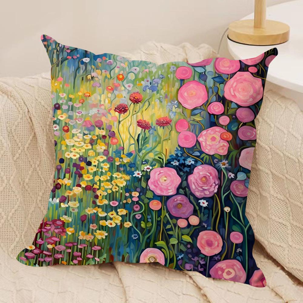 Midsummer Nights Flowers Cushion Cover Silky Short Plush DoubleSided Printed Pillow Case for Sofa All Seasons Home Decor Gift