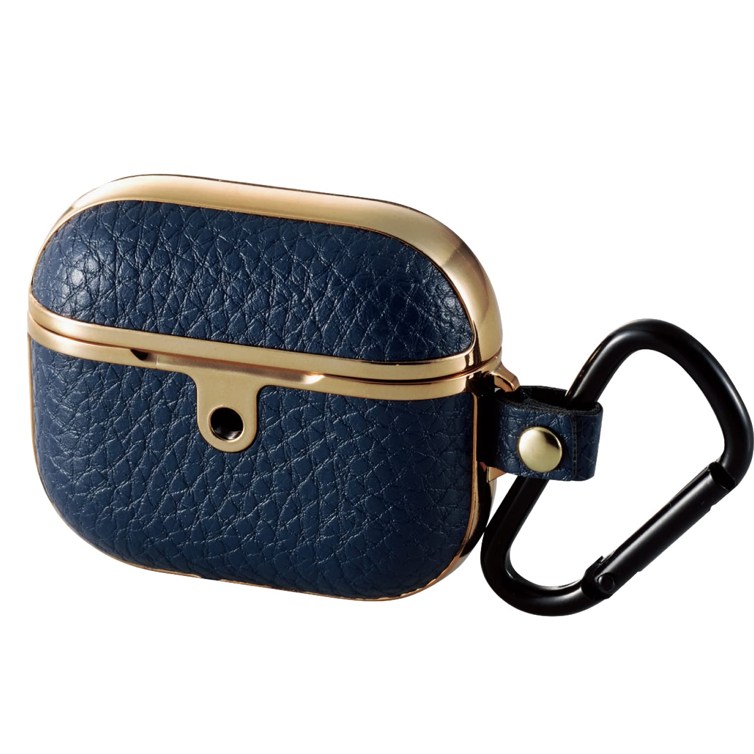 

ELECOM AirPods 3rd generation compatible soft leather case side plating navy (2021 model) AVA-AP3UCMNV