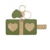 PU Leather Photo Wallet Keychain with Heart Cutouts Wrist Strap Organizer for Storing Pictures, Compact Gift for Photographers