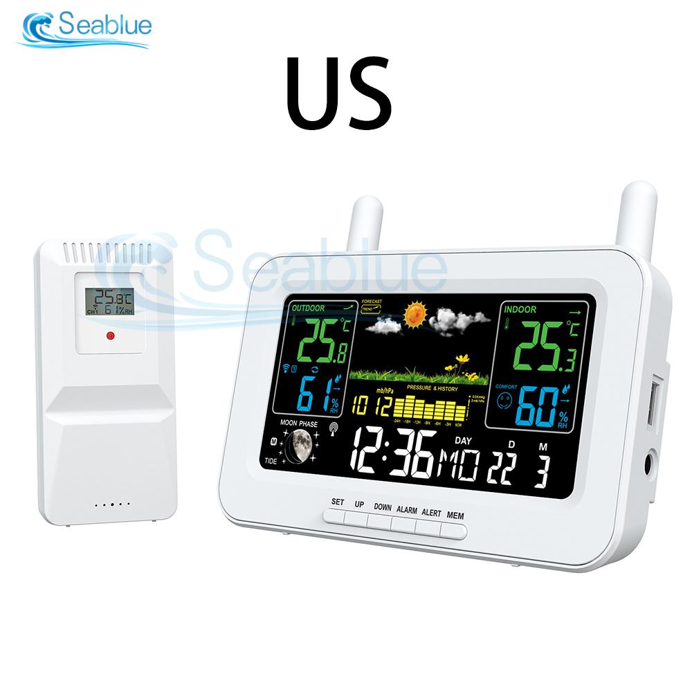 

Гигрометр Календарь Внутренний и наружный беспроводной термометр Цветной экран Прогноз погоды Радиочасы USB-порт для зарядки