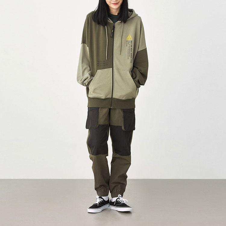 Vans Letter Logo Pocket Loose Woven Cuffed Casual Pants Women pants Army-Green VN0A4RBEKCZ