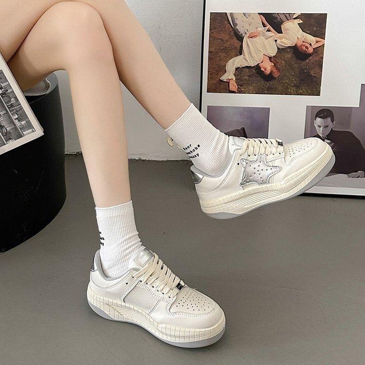 

Маленькие белые туфли Женская обувь Осень и зима Новые универсальные туфли для сноубординга Платформа Тренировочная повседневная спортивная обувь 35 серебряный