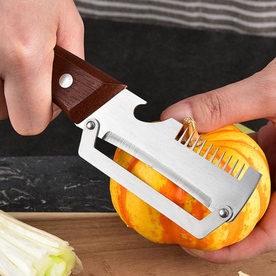 Vegetable Peeler With Wooden Handle Stainless Steel Blade Bottle Opener