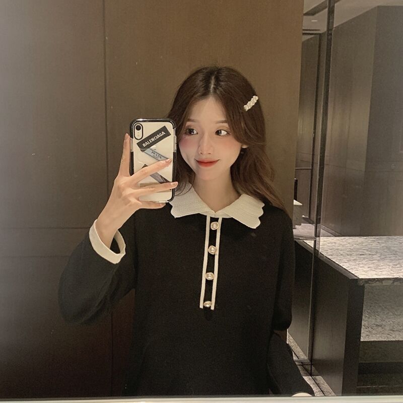 Knitted design base fishtail slim dress women's autumn and winter medium and long sweater skirt