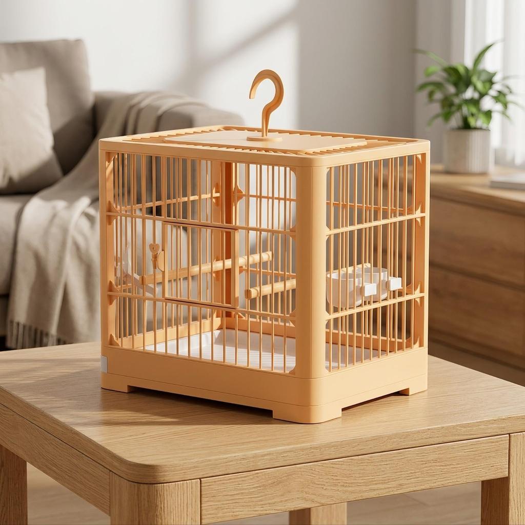 Square Bird Cage Lightweight with Slide-out Tray Lockable for Budgies
