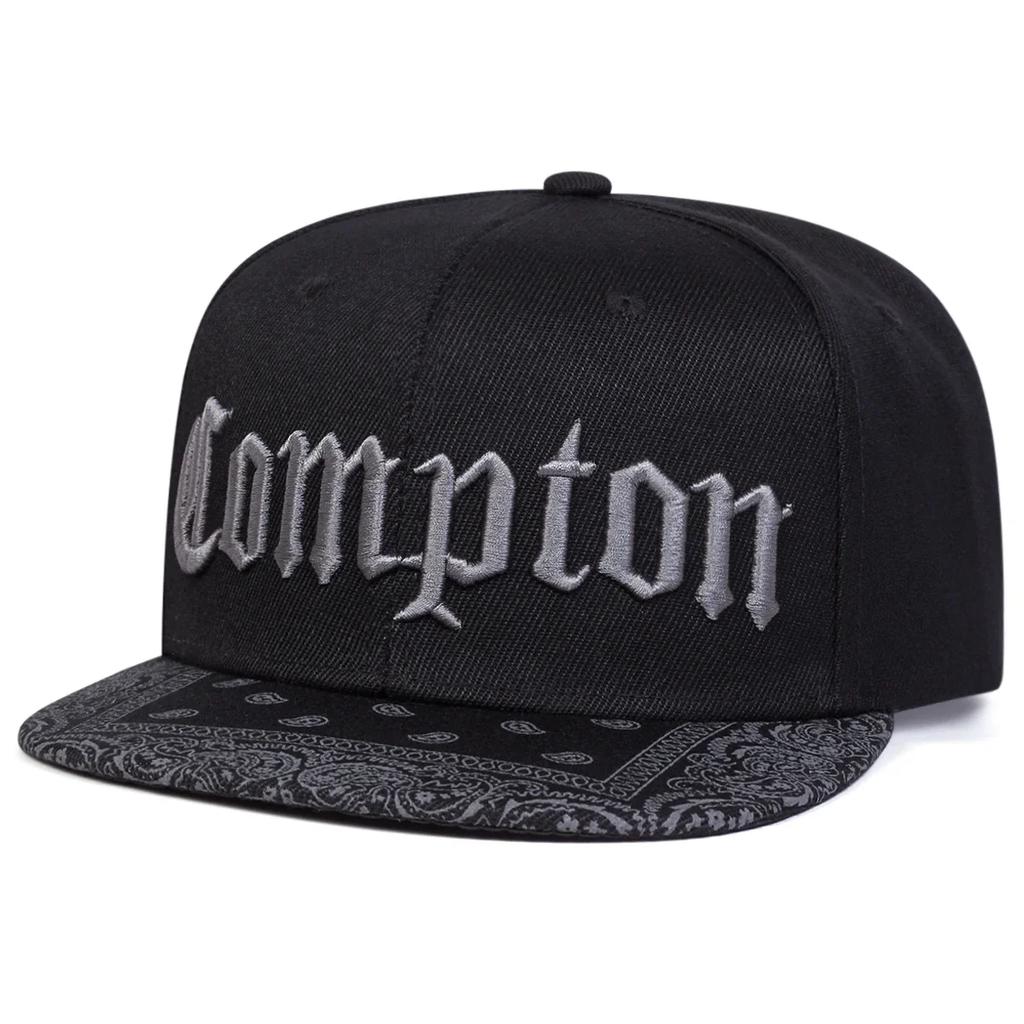 Unisex Czapki Hip-hopowe z Haftem Litery COMPTON Wiosna Jesień Regulowane Codzienne Snapback Czapki Baseballowe Outdoorowa Czapka Chroniąca Przed Słońcem