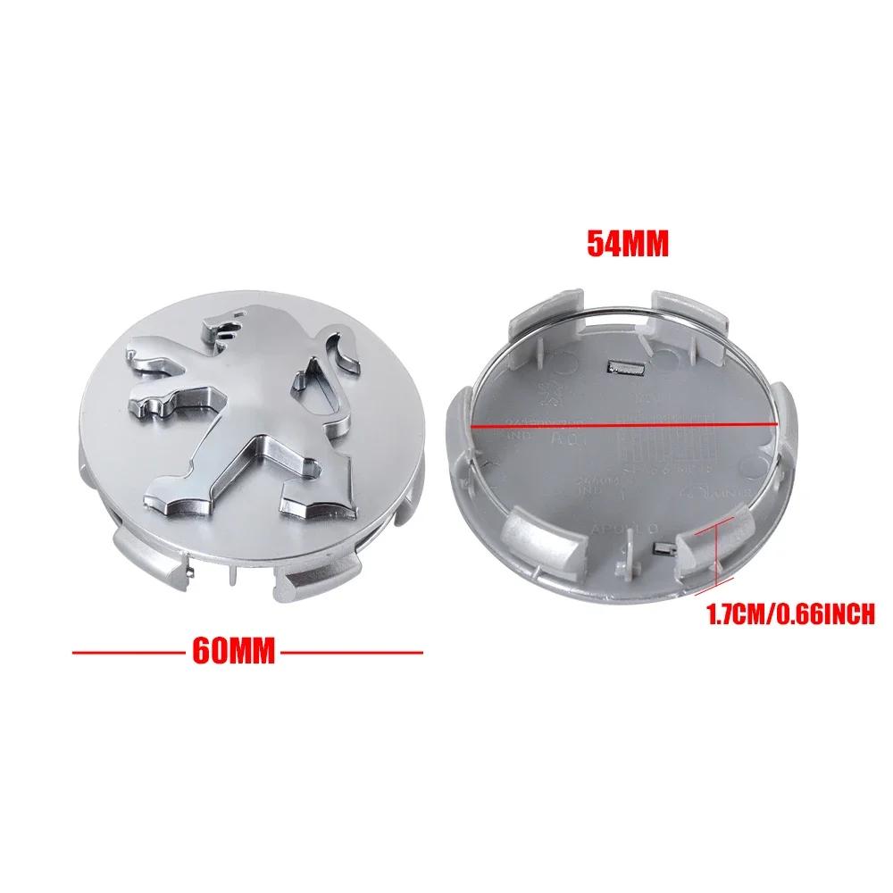 For Peugeot 208 3008 107 308 2008 207 508 607 301 106 406 407 60mm Car Wheel Hub Caps Auto Emblem Tire Center Cover Badge Decor