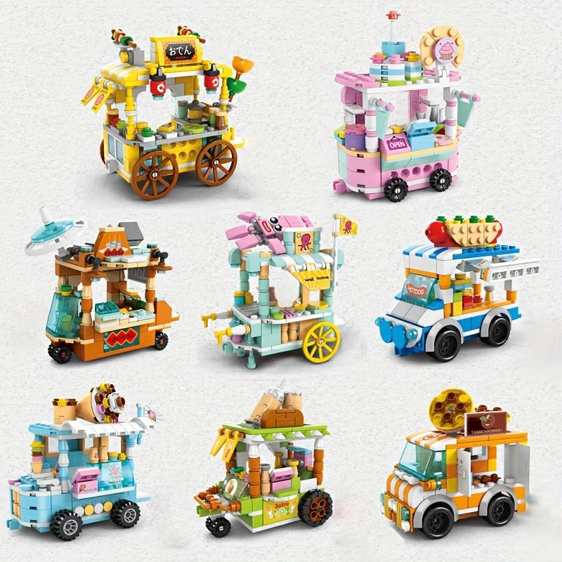 1 Bag Small Particles City Strect View Series Takeaway Car Food Truck Tricycle Auto Retail Store Vehicle Building Blocks Bricks