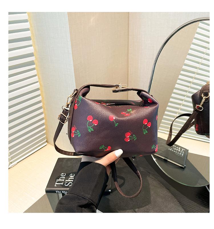 

2025 новая мода принт вишни одно плечо диагональ портативная сумка-ракушка универсальная мода большая вместимость маленькая квадратная сумка