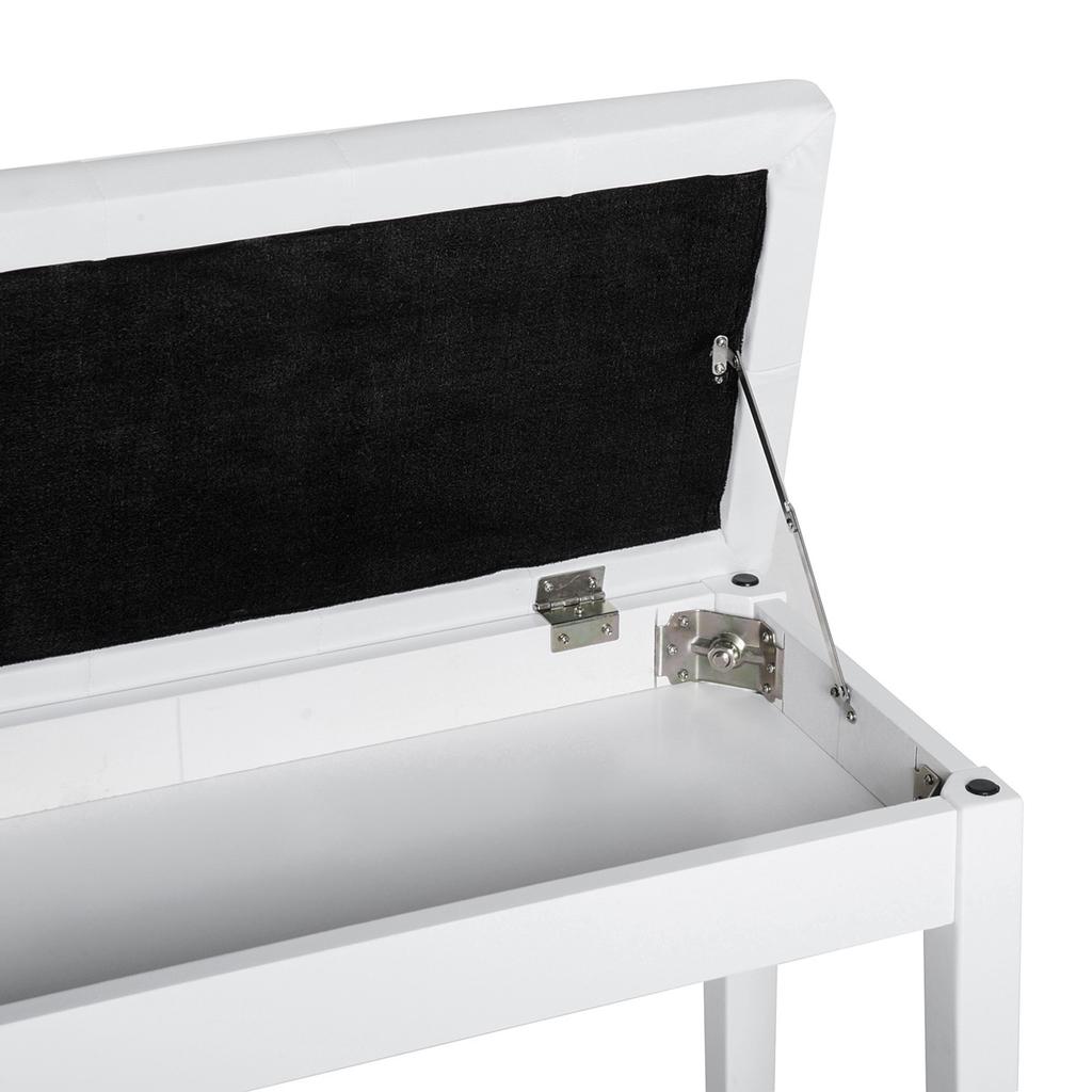 Sgabello per Pianoforte Imbottito in Ecopelle, Sgabello da Trucco, Panca, Seduta per Toeletta con Contenitore 76x36x50cm, Bianco