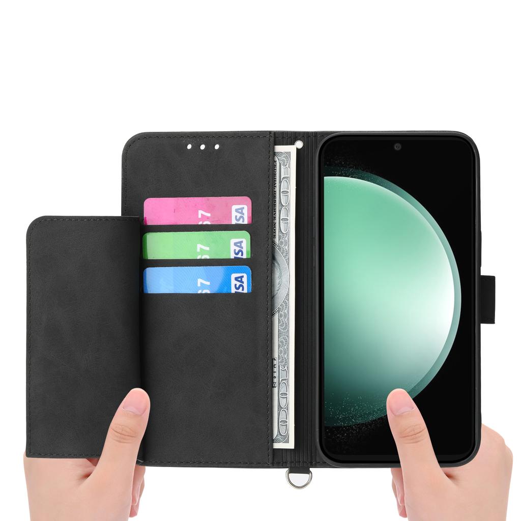 For Samsung Galaxy S25 FE Case Flower Pattern PU Leather Wallet Phone Cover with Strap