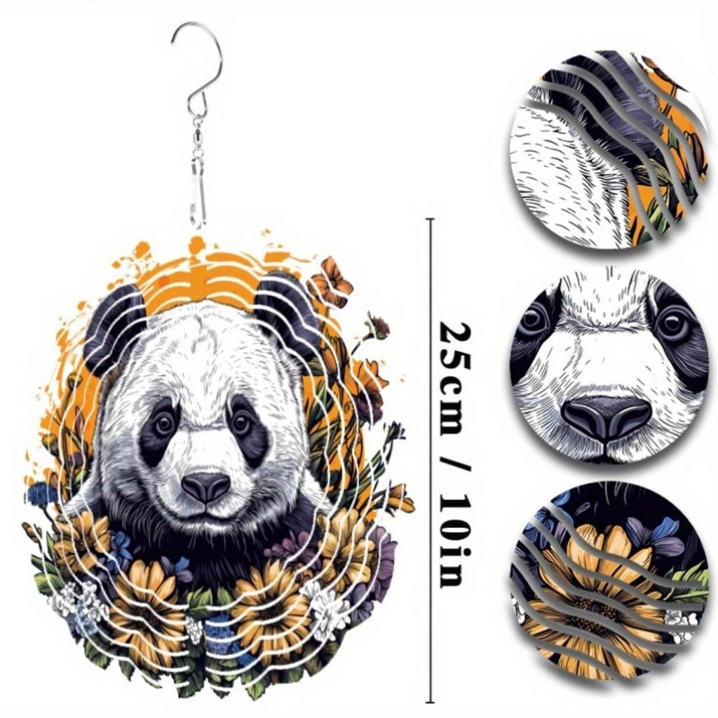 10 Inch Rotating Wind Chime with Cute Panda Design 360 Degree Hook for Garden Patio Yard Decor Summer Spring Gift for Friends Family