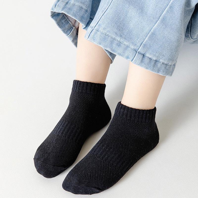 3 Pairs Solid Color Thin Boat Socks for Boy Girl Summer Mesh Breathable Kids Short Socks 2-12 Years Children Sports Ankle Socks