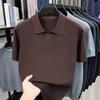 Men S Short Sleeve Turn Down Collar Knit Sweater Thin Casual Top