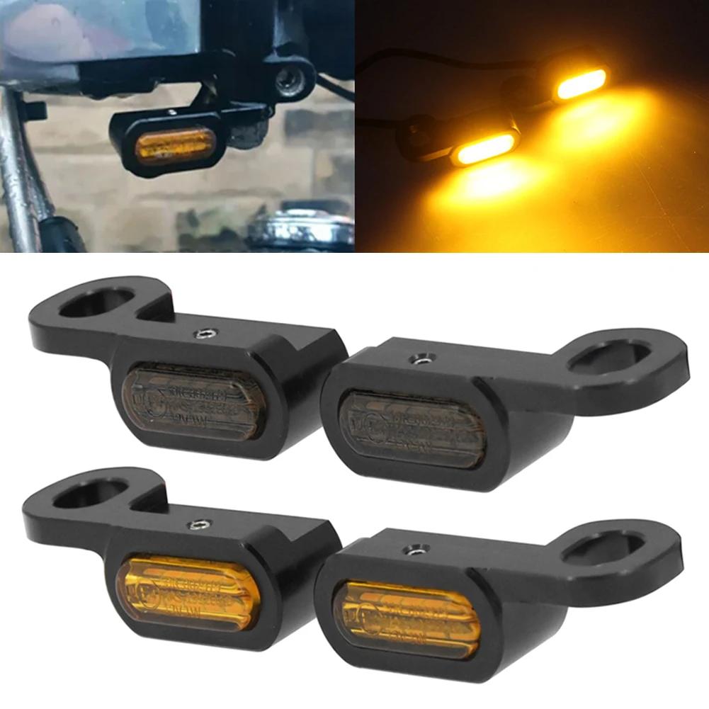 Motorcycle Mini LED Turn Signal Amber Light 12V E Mark For Harley Softail Touring Road King FLTRX FLHT FLHX 14-23 Softail 16-17