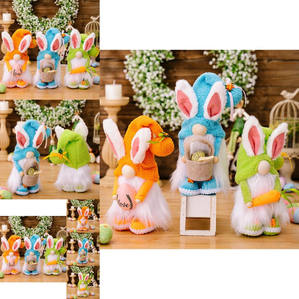 Härlig Påskharen Tomtefigur Med Färgglad Plyschäggshatt För Vårdekoration