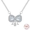 925 Silver Necklace Heart Silver Chain Moon 925 Original Necklace Clover Silver 925 Jewelry Women Gift