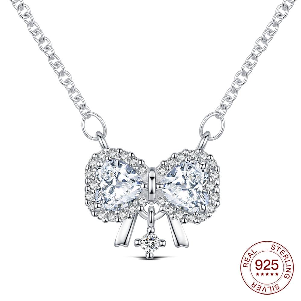 925 Silver Necklace Heart Silver Chain Moon 925 Original Necklace Clover Silver 925 Jewelry Women Gift