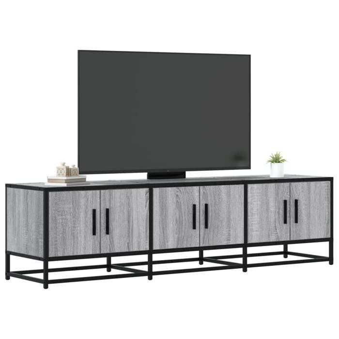 VidaXL Meuble TV sonoma gris 150x35x41 cm bois d'ingénierie et métal, banc TV, meuble hifi, centre de divertissement, buffet 848862