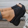 Cut-out Wedge Heel Slippers Women's Summer 2025 New Platform Size Pancake Open-toe Sandals
