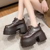 Fashion 10cm New 2025 Spring Women's Leather Sneakers High Platform Lace-up Casual Shoes Thick Sole Heels Walking Shoes Zapatos Mujer