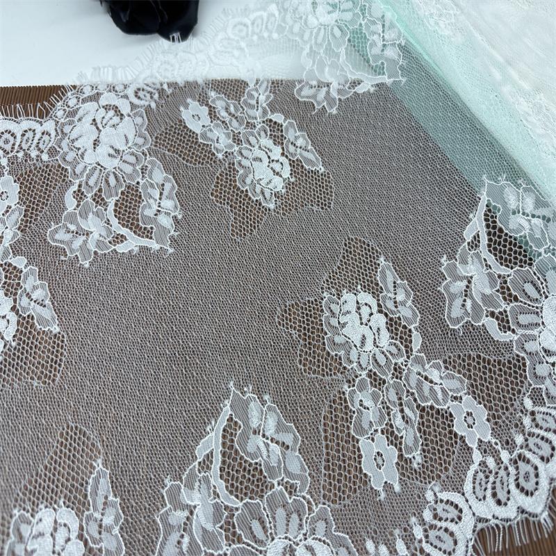3m X 30.5cm White French Chantilly Lace, Non-stretch Eyelash Lace Fabric for Sewing, Bra, Underwear, Lingerie, Dress, Garment, Crafting