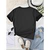 European Sizes Girls' Stylish Casual Print T-Shirt, Round Neck, Short Sleeves, with a Slight Stretch In The Fabric, Minimalist Style