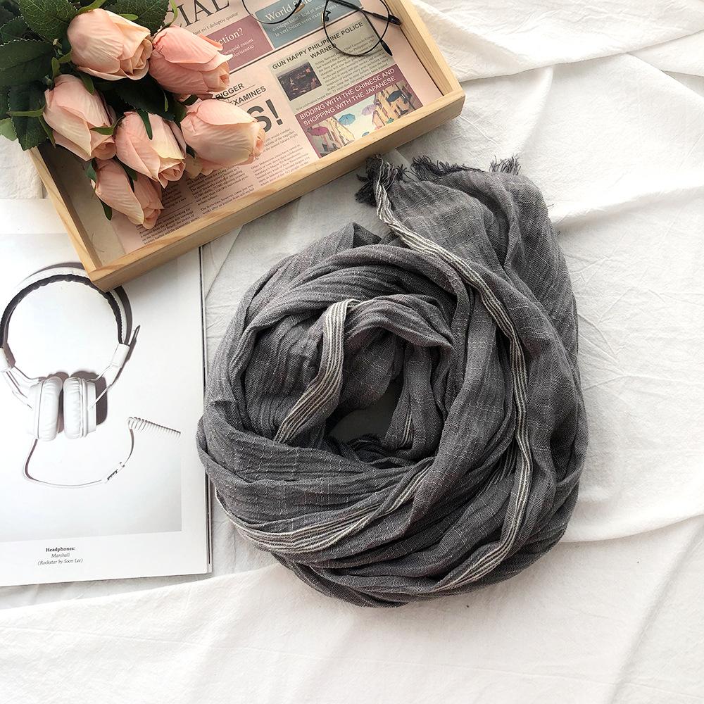 Fashion Striped Cotton Linen Scarf For Men Women Soft Warm Pashmina Short Tassel Scarves Male Accessories Bufandas Shawls