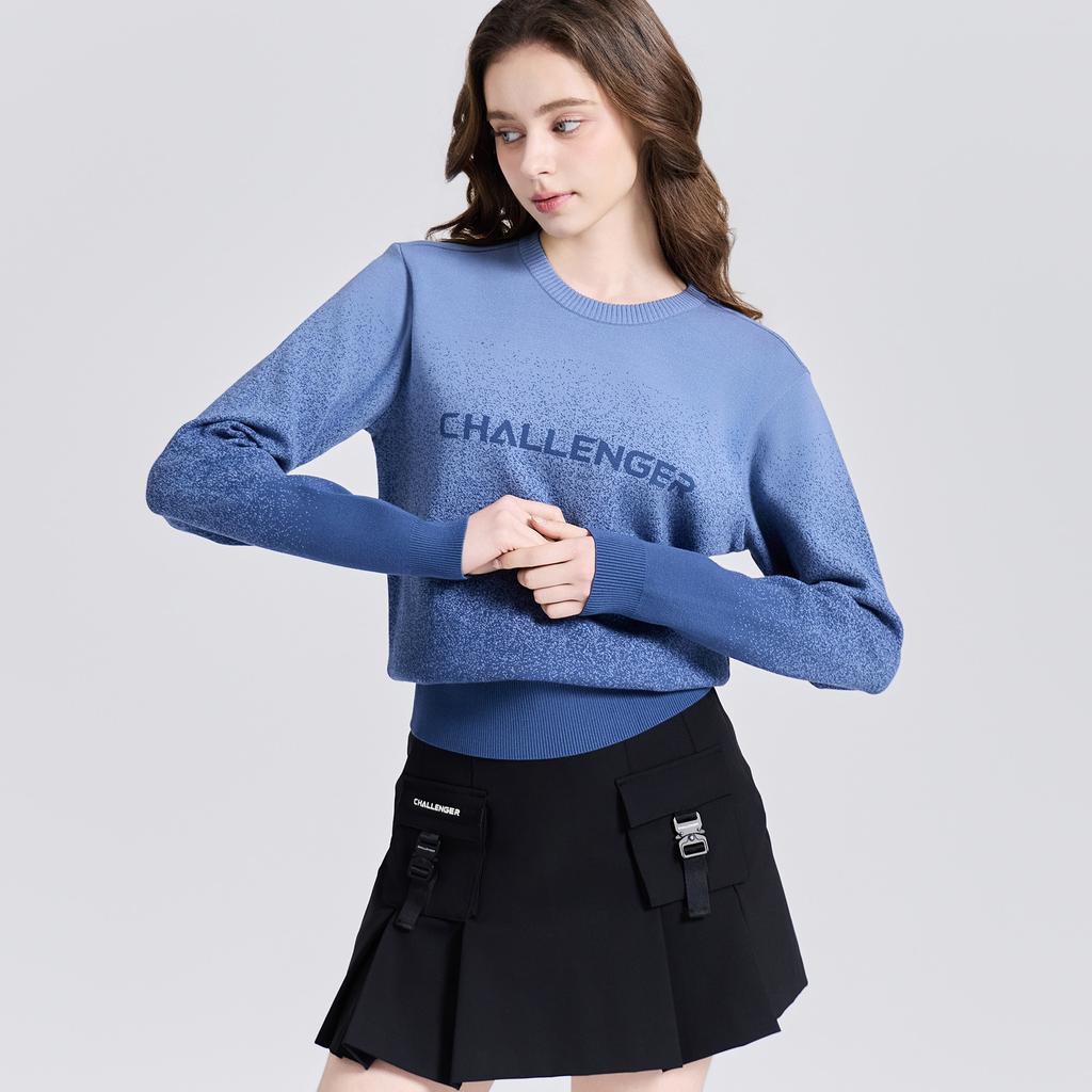 CHALLENGER Women'S Two-Tone Gradient Knit Pullover Blue