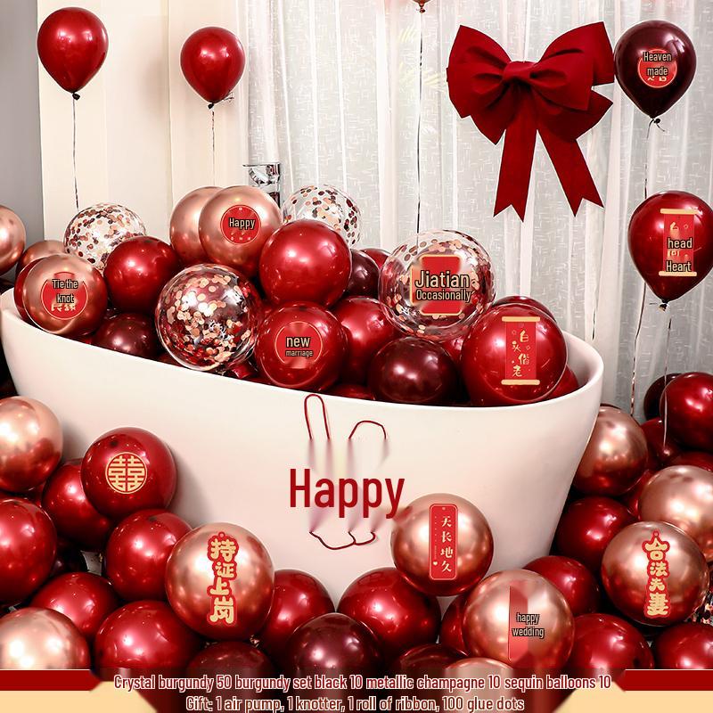 Double Layer Red Latex Balloons Set for Wedding & Engagement Room Decorations