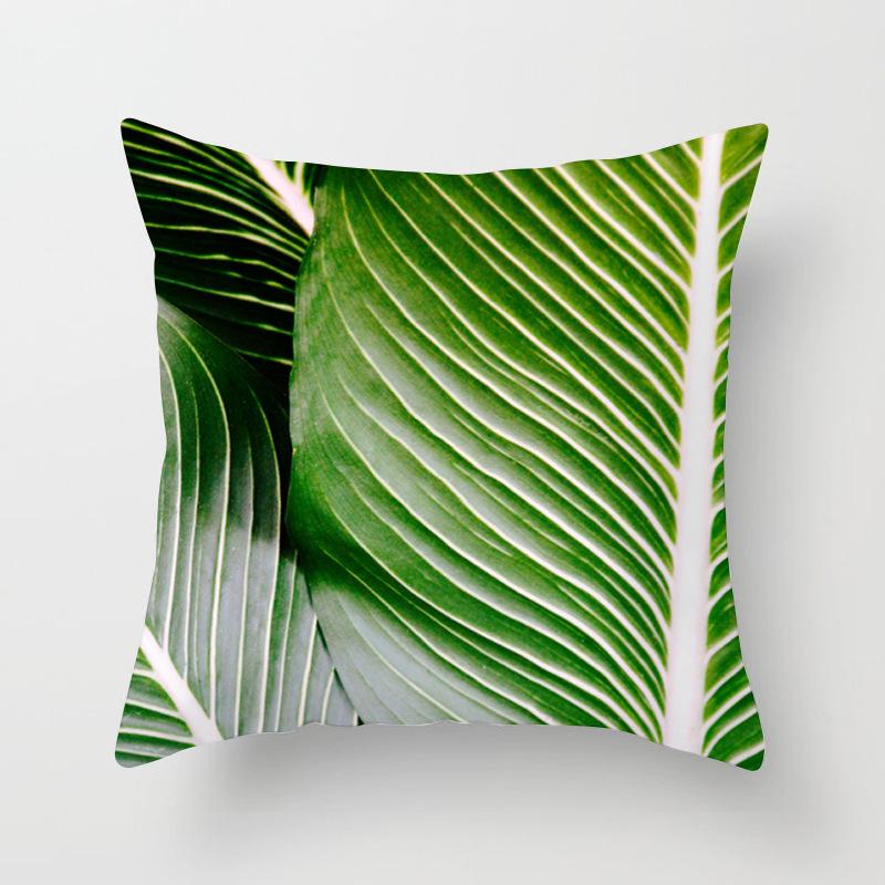 New Tropical Plant Fashionable Leaves Rainforest Pillow Case Cushion Cover Peach Leather Velvet Digital