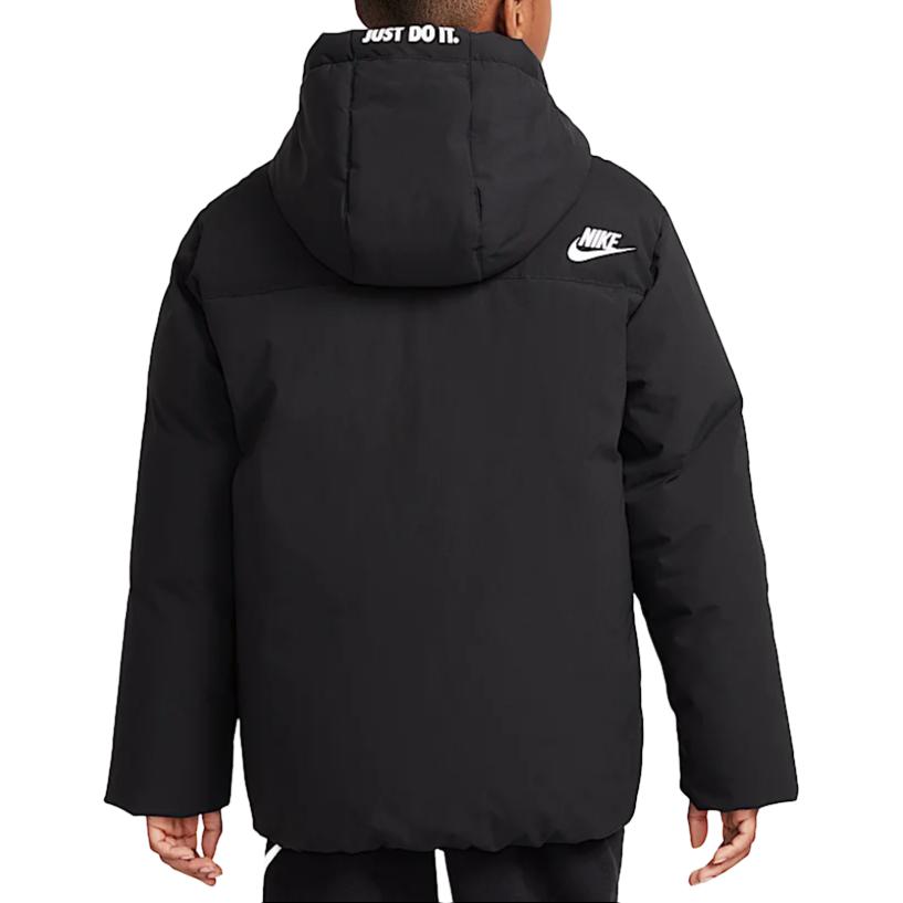Nike Down Jacket Outdoor Three-Proof Warm Hooded Duck Down Kids Jackets Black HQ7165-010