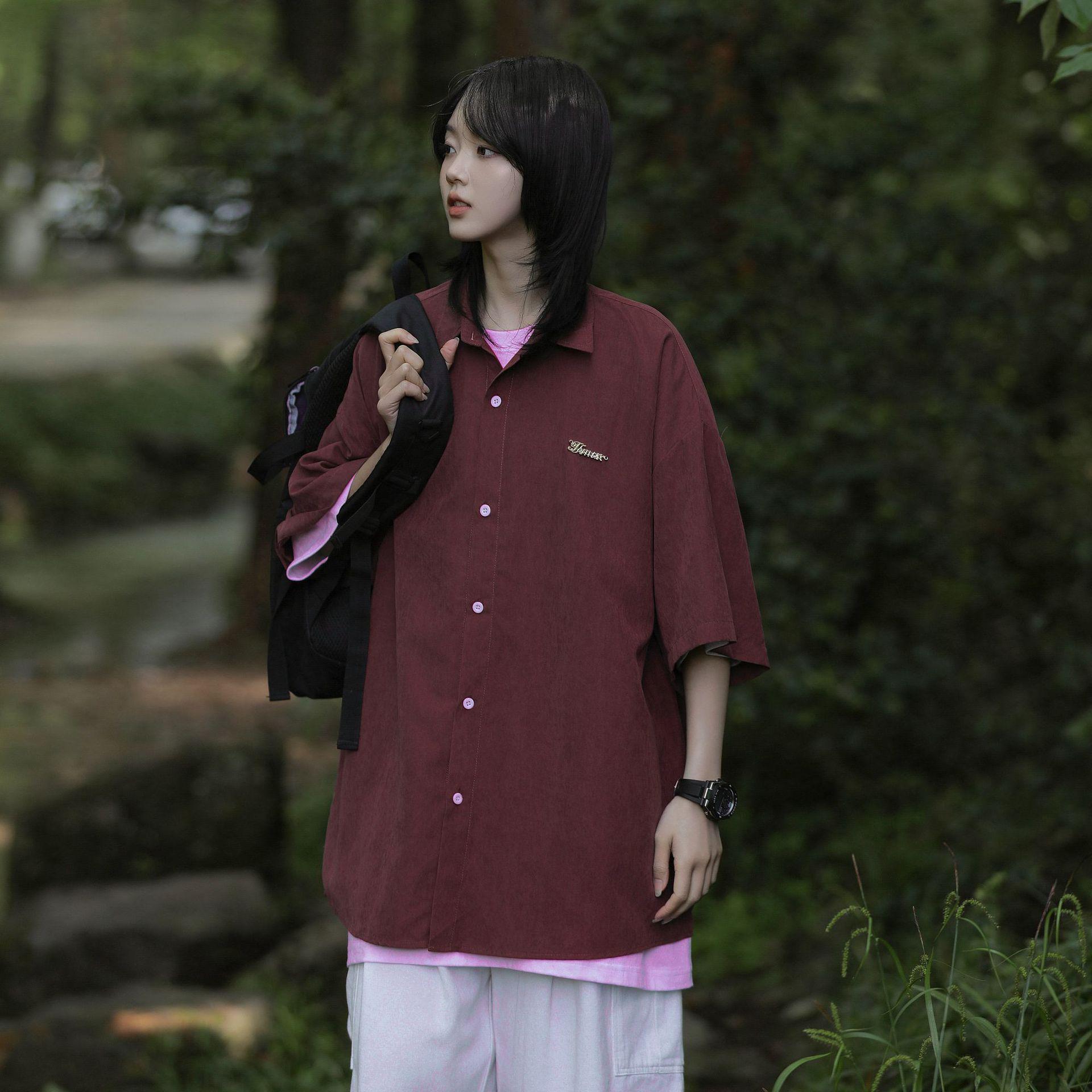 

Унисекс футболка с рукавами 5/5 в стиле ретро стритвир - Свободный крой, летний тренд M красный