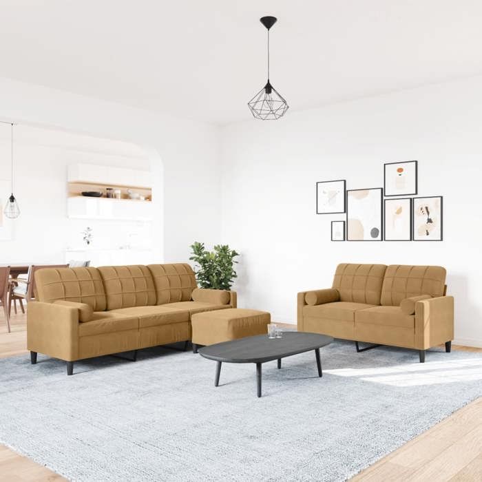 VidaXL Ensemble de canapés 3 pcs avec coussins et traversins velours 3278428