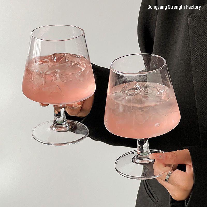 Trendy Glass Soda Water Bubble Cup - Brandy Glass for Iced Coffee and Drinks