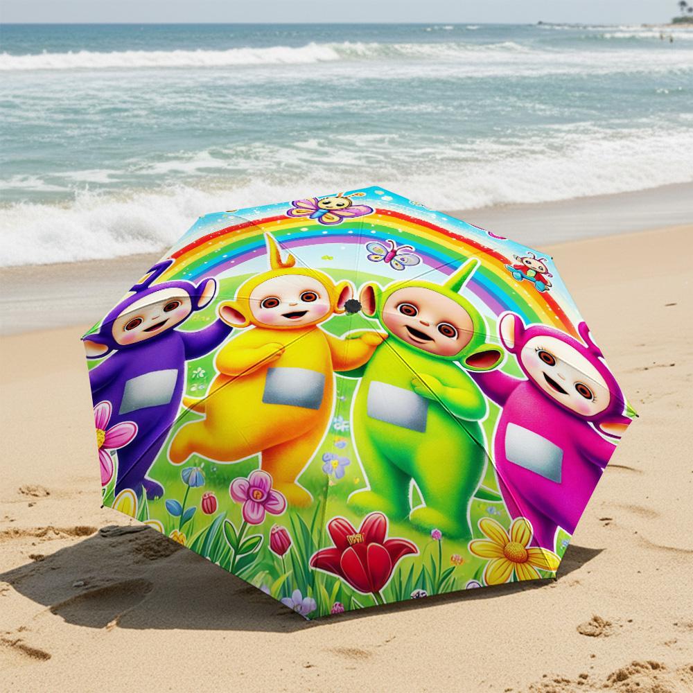 1 PC Automatic Folding Umbrella- Teletubbies Pattern, Portable & Foldable Design with 8 Ribs, Christmas Birthday Gifts