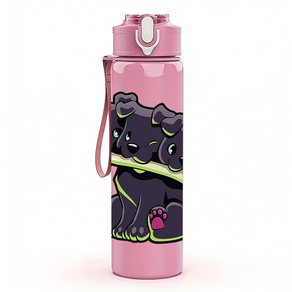 1PC Green Monster Funny Cartoon Print 750ml Color Plastic Sports Water Bottle Leakproof Flip Straw Lid Suitable for Sports Office Home Use