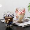 350ml Dried Flowers Double Wall Insulated High Borosilicate Glass Cup Double Walled Glass Cup Insulated Coffee Mug Drinking Cup