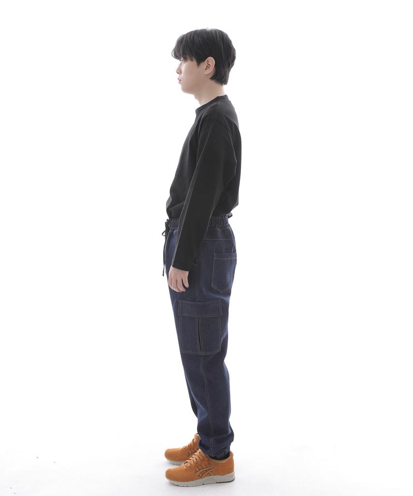 Seinteukeulu Retro Line Cargo Jogger Denim Pants Rl-311Cj Dark Blue