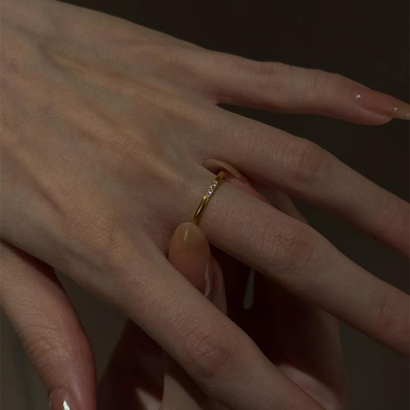 Fashion Minimalist Style Slim Rings for Women Single Diamond Geometric Ring Adjustable Party Suitable for Daily Jewelry Gifts