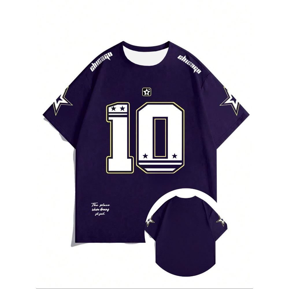 Unisex NO.10 Short Sleeved T-shirt for Sports Daily Casual Unisex Men's Summer Racing