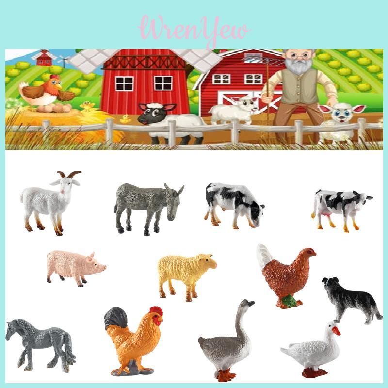 12-teiliges Mini-Bauernhoftier-Set, robuste Spielfiguren für Kinder
